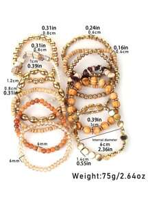 12 件/套波西米亚风格编织海滩手链套装，女士手工编织手链 - 彩色 - 查看 6