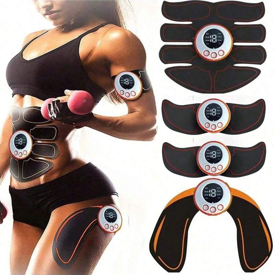 Stimolatore muscolare senza fili ricaricabile USB EMS, allenatore muscolare addominale ABS, toner corporeo e per i fianchi, unisex