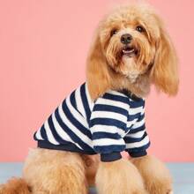 1 chiếc áo khoác trùm đầu ấm áp cho chó Poodle Teddy, áo nỉ kẻ sọc lông cừu sang trọng, mùa thu/đông - Màu xanh hải quân - Xem 14