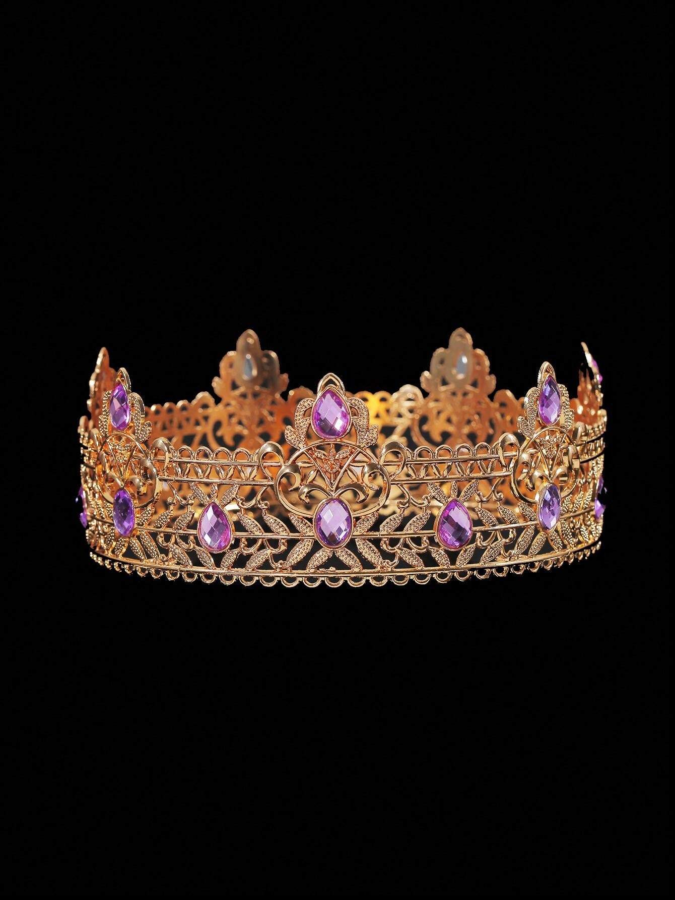 Corona Reale Uomo Con Strass Neri – Altezza 6,6 Cm, Diametro 15 Cm, Per Compleanni, Matrimoni, Cosplay, Halloween