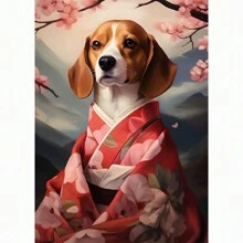 1 Stück Tierportrait Leinwandmalerei Hund als König verkleidet, lustige Poster und Drucke Wandkunst Bilder für Wohnzimmer Dekoration ohne Rahmen