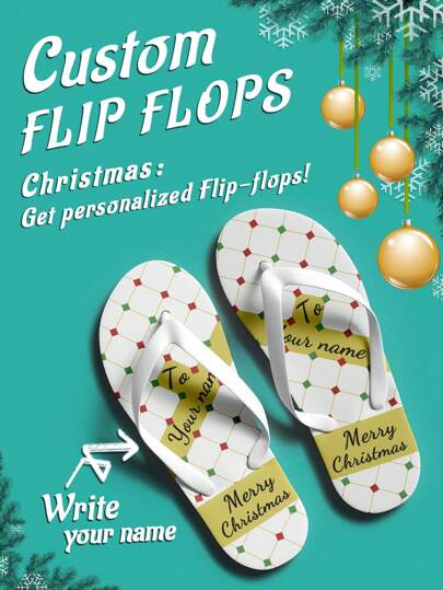 1 Coppia Di Infradito Personalizzate Con Nome Natalizio, Infradito Di Babbo Natale Personalizzate, Infradito Con Suola Spessa Personalizzate, Infradito Natalizie Personalizzate Con Nome, Infradito Natalizie Personalizzate Con Foto, Infradito Personalizzate Per Donne E Uomini, Infradito Personalizzate, Regalo Di Natale, Regalo Di Natale Per Mamma/Papà/Lei/Lui/Fidanzata/Fidanzato/Moglie/Marito/Amico