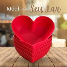 Kit 12 Heart Jar Snack Bowl Plastic Dessert Parties Birthdays Ice Cream Bowl Bowl - Đỏ - Xem 3