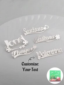 1pc Customized Letter Copper Name Lapel Pin, Multiple Fonts & Borders, Ideal For Daily Wear, Christmas, Memorial, Valentine's Day Gifts