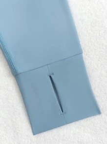 SUPSHUSY 女士纯色拇指孔长袖拉链夹克 - 吸湿排汗、透气、修身运动上衣，弹性十足，适合健身、瑜伽、锻炼、圆领、修身开衫