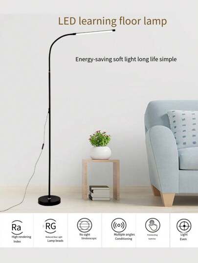 1pc LED Vloer Lamp, Living Room Bedroom Reading Writing Eye Caring St Minimalist Moderne High Quality Chip/High Luminous Efficiency/Low Power Consumption, USB Port, 5V Voltage Safer, Black/White, Warm White/White Verlichting view 4