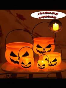 7pcs/5pcs Halloween Pumpkin Buckets, New 7pcs Twisted Eye Pumpkin Bucket Holiday Handheld Toys, Scary Halloween Elements Handheld Pumpkin Bucket, 5pcs Funny Pumpkin Jar Decorations, For Halloween Decoration, Pumpkin Buckets, Bar Nightclub Props, Candy Container, Handheld Pumpkin Bucket,Christmas