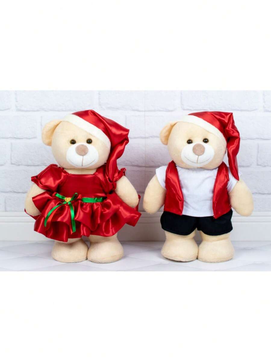 Kit Of 2 Pieces Of Christmas Bears Fixed Standing - Christmas Party Decorations 20 Cm - Vest và váy Petite tiêu chuẩn - Xem 1