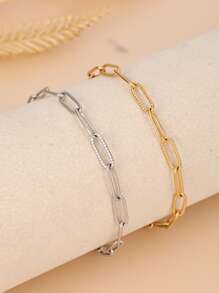 1只時尚、簡約、個性化的朋克風格矩形不銹鋼手鐲,作為節日禮物送給朋友