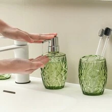 1 Set Green Acrylic Bathroom 4-Piece Set - Soap Dispenser, Toothbrush Holder, Rinse Cup, Soap Dish - Green - View 4