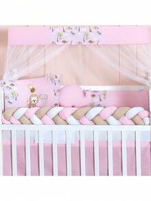 COMPLETE AMERICAN AND NATIONAL SLIM BABY CRIB KIT, FITS CRIB WITH MATTRESS UP TO 130CM X 70CM PROMOTION - 粉紅色的動物 - 查看 2