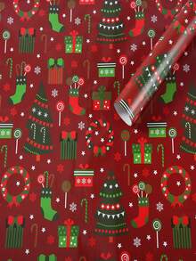 3pcs/Set Christmas Gift Wrapping Paper, Thick Coated Paper, In Stock, Wholesale, Christmas Tree & Reindeer Design,Christmas - Multicolor - View 6