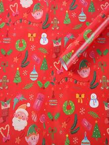 3pcs/Set Christmas Gift Wrapping Paper, Thick Coated Paper, In Stock, Wholesale, Christmas Tree & Reindeer Design,Christmas - Multicolor - View 7