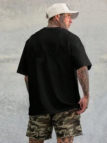 Men's Oversized Pain Is Fuel T-Shirt Bodybuilding Gym Workout Shirt - 黑色 - 查看 3