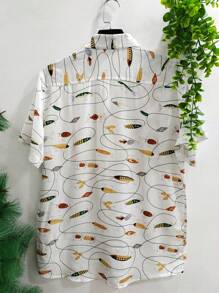 Floral Hawaiian Beach Shirt Summer Men's Short Sleeve Button Down 100% Viscose Fabric Shrinks A Little - 黃色 - 查看 2