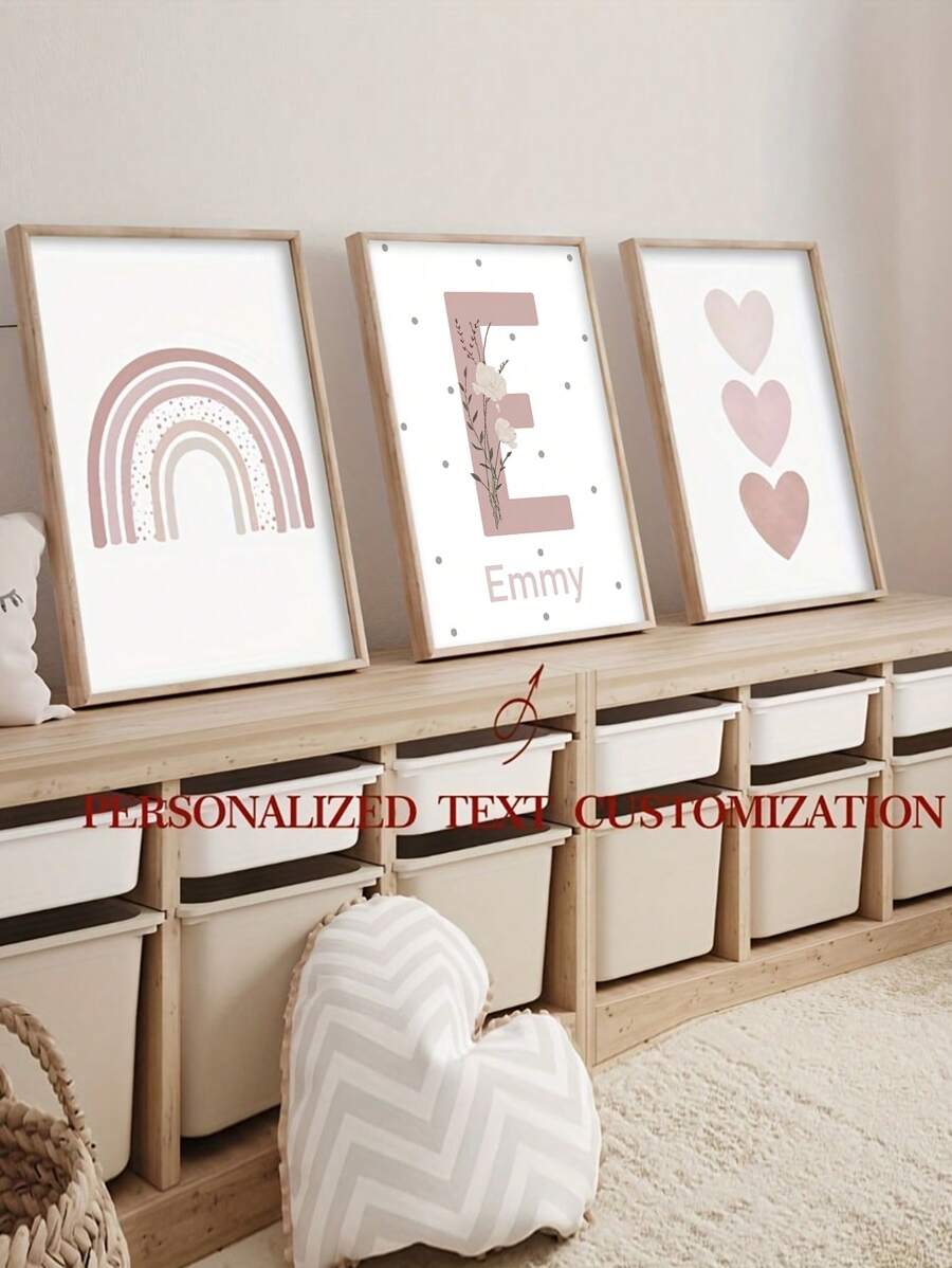 3 Stück/Set ungerahmte personalisierte Namens-Leinwandposter Wandkunst, benutzerdefinierter Namens-Poster Heimdekoration, Cartoon Regenbogen Liebe Leinwanddruck Kinderzimmer Wohnzimmer Schlafzimmer Dekoration, perfektes Geschenk und Dekoration, ungerahmt, exquisit, hochwertig, personalisiert, einzigartig, ideale Geschenke für sie, ihn, Freund, Freundin, Vater, Mutter, Familie, Freunde, Sohn, Tochter, Schüler, Arbeiter, Kinder, Schule, Zuhause, Büro, Geburtstag, Abschluss, multifunktional, langanhaltend, dekorativ, wiederverwendbar, exquisit, stilvolle, hochwertige, farbenfrohe, moderne, personalisierte, einzigartige, ideale Geschenke für ihn, ideale Geschenke für sie, Freund, Vater, Freundin, Mutter, Familie, Freunde, Teeraum, Zuhause, Garten, Büro, für Jahrestage, für Valentinstag, für Muttertag, für Geburtstage, für Vatertag, für Abschluss, für Hochzeiten, für Einweihung