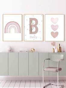 3 Stück/Set ungerahmte personalisierte Namens-Leinwandposter Wandkunst, benutzerdefinierter Namens-Poster Heimdekoration, Cartoon Regenbogen Liebe Leinwanddruck Kinderzimmer Wohnzimmer Schlafzimmer Dekoration, perfektes Geschenk und Dekoration, ungerahmt, exquisit, hochwertig, personalisiert, einzigartig, ideale Geschenke für sie, ihn, Freund, Freundin, Vater, Mutter, Familie, Freunde, Sohn, Tochter, Schüler, Arbeiter, Kinder, Schule, Zuhause, Büro, Geburtstag, Abschluss, multifunktional, langanhaltend, dekorativ, wiederverwendbar, exquisit, stilvolle, hochwertige, farbenfrohe, moderne, personalisierte, einzigartige, ideale Geschenke für ihn, ideale Geschenke für sie, Freund, Vater, Freundin, Mutter, Familie, Freunde, Teeraum, Zuhause, Garten, Büro, für Jahrestage, für Valentinstag, für Muttertag, für Geburtstage, für Vatertag, für Abschluss, für Hochzeiten, für Einweihung