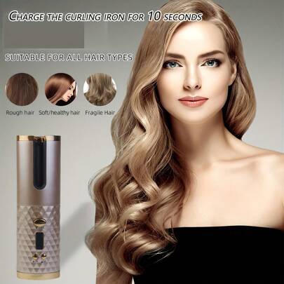 Automatic Curling Iron, Cordless Auto Hair Curler, Ceramic Rotating Hair Curler With 6 Temps & Timers, Portable Rechargeable Curling Wand, Auto Shut-Off, Fast Heating Iron For Styling