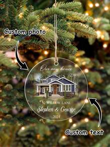 1 pieza Adorno de Navidad personalizado con foto - Adorno de Navidad con foto personalizada 2024, adornos para árboles de Navidad, decoración navideña, regalos de Navidad para mamá, papá, niños, mascotas, amigos, mujer y amistad, regalos de cumpleaños para mujer, amigos a larga distancia, mejores amigas, regalos para compañeras de trabajo