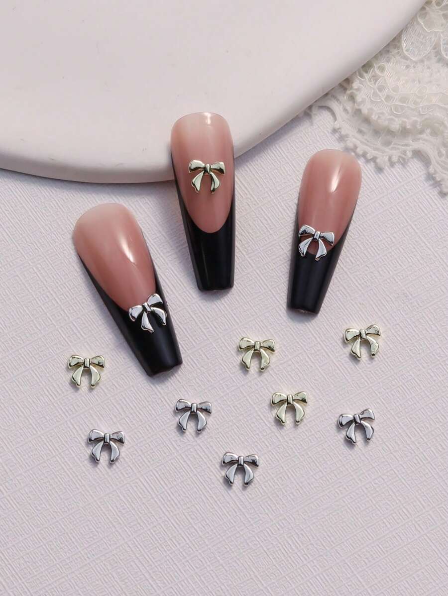 10 piezas Mini decoraciones para arte de uñas con diseño de lazo, accesorios para uñas - Multicolor - Ver 1