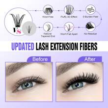 280 ciuffetti di ciglia finte puffy DIY, estensioni ciglia naturali e morbide, lunghezza 10-18mm, curva D, adatte per principianti - D - Visualizzare 5