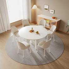Cream White Dining Table Set With 4/6 Chairs, Modern Round Kitchen Table, Indoor Dining Room Table For Kitchen, Restaurant, Living Room, Easy Assembly, Guyii - 白色 - 查看 5