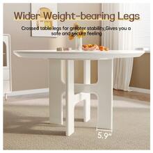 Cream White Dining Table Set With 4/6 Chairs, Modern Round Kitchen Table, Indoor Dining Room Table For Kitchen, Restaurant, Living Room, Easy Assembly, Guyii - 白色 - 查看 7