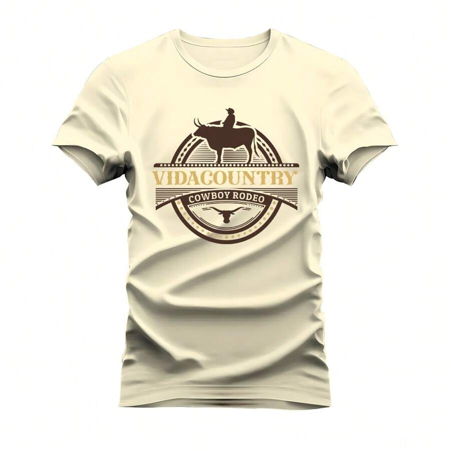 Printed Cotton T-Shirt Comfortable Cowboy Rodeo T-Shirt - Kem - Xem 1