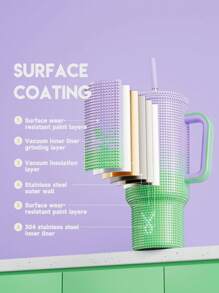 40盎司不锈钢钻石光泽保温杯，带手柄、杯盖和吸管，真空保温水瓶，防漏杯盖和吸管，保温咖啡杯，不锈钢旅行杯，保冷34小时或保温10小时，便携适合户外露营、徒步旅行、驾车和公路旅行，大容量个性化杯子，节日和生日礼物 - 紫羅蘭色 - 查看 7