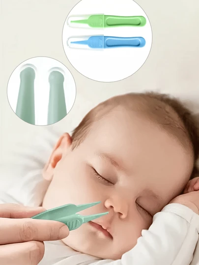 2pcs/1pc Newborn Nasal Cleaning Tweezers, Baby Earwax Remover Clip, Infant Nostril Cleaner, Nose Mucus/Booger Tweezer (Random Color)