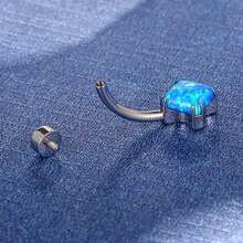 Belly Button Piercing Helix Conch Piercing Banana Titanium 1.6X10 - Màu xanh lam - Xem 3