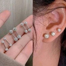 1 đôi bông tai đính đá pha lê tinh tế, trang sức thời trang lấp lánh, sang trọng và đẳng cấp, món quà hoàn hảo dành cho cả nam và nữ. - bông tai sáng bóng - Xem 4