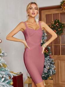 Women's Celebrity Bandage Bodycon Dress Strap Party Pencil Dress  Elegant Formal Evening Prom For Graduation, Dinner - Antipink - View 4