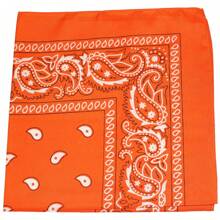 Mechaly Polyester Bandana - Paisley And Solid Colors - Pack Of 4 - Paisley Orange - View 1