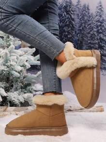 Women Winter Snow Boots Warm Thickened Plush Lined Casual Slip-On Short Boots