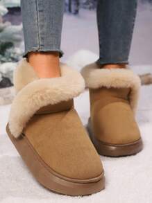 Women Winter Snow Boots Warm Thickened Plush Lined Casual Slip-On Short Boots