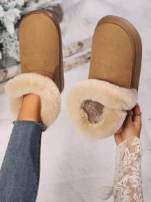Women Winter Snow Boots Warm Thickened Plush Lined Casual Slip-On Short Boots