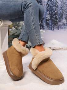 Women Winter Snow Boots Warm Thickened Plush Lined Casual Slip-On Short Boots
