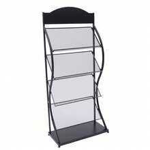 Floor-Standing Magazine Rack Information Rack Storage Rack Newspaper Rack Display Rack Manual Book Rack Single Page Simple Iron (Black) - Black - View 5