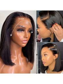 Short Bob Bone Straight 13X4 Lace Frontal Wigs Remy Human Hair Preplucked Bob Lace Front Wig Human Hair For Women - Black - View 4