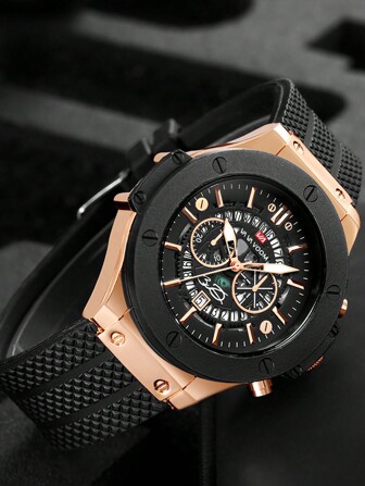 VA VA VOOM VA VA VOOM Idrott Herr Klockor Med Snygg Vattentät Kalender , Silikon Rem , Trendigt: Utskurna Detaljer Knappsats , Perfekt För Utomhus Idrott & Dekorationer