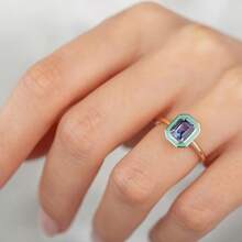 1pc Elegant Cubic Zirconia Engagement Ring, Valentine's Gift For Women - 金色 - 查看 3
