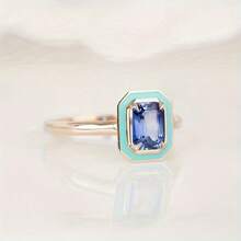 1pc Elegant Cubic Zirconia Engagement Ring, Valentine's Gift For Women - 金色 - 查看 6