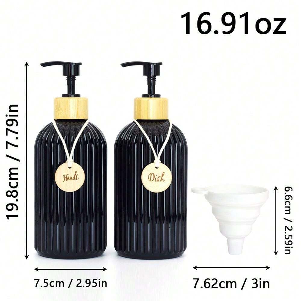 2pcs 500ml Refillable Soap Dispenser Bottles, Pump Style For Liquid