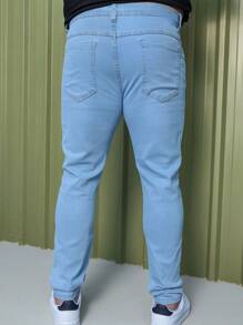 Men's Plus Size Jeans In Various Colors - 淺色水洗藍 - 查看 2