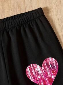 2pcs/Set Tween Girl Gradient Heart Print Hooded Sweatshirt & Pants, Spring Autumn Casual Outfit, Gift - Pink - View 8