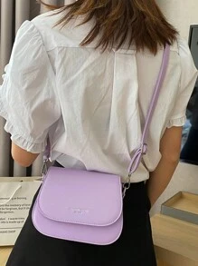 Womens Saddle Bags Letter Pattern Shoulder Bags Small Leisure Crossbody Bags Stylish Satchel - 紫色 - 查看 6