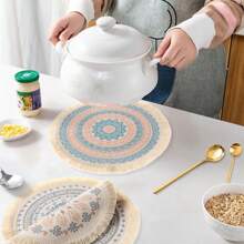 1 Stück Stoffquaste Tischset Boho Tischmatten runde Tischmatten geflochtene Tischmatten bohemian Küche gewebte Küche Tischset Heimdekoration Tischsets Tischsets waschbar Untersetzer