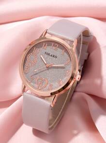 This Watch Features A Fashionable And Comfortable PU Leather Strap, Suitable For Both Men And Women. It Is A Casual Student Watch That Can Be Worn For Parties, Festivals, Gatherings, Weddings, And Daily Use. It Makes The Best Gift For The Back-To-School Season, Graduation Season, And Thanksgiving For Women. - Rose Gold - View 5