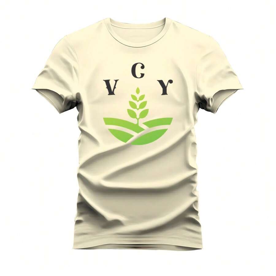 100% Cotton Printed Unisex Shirt V C Y Plant - 奶油色 - 查看 1